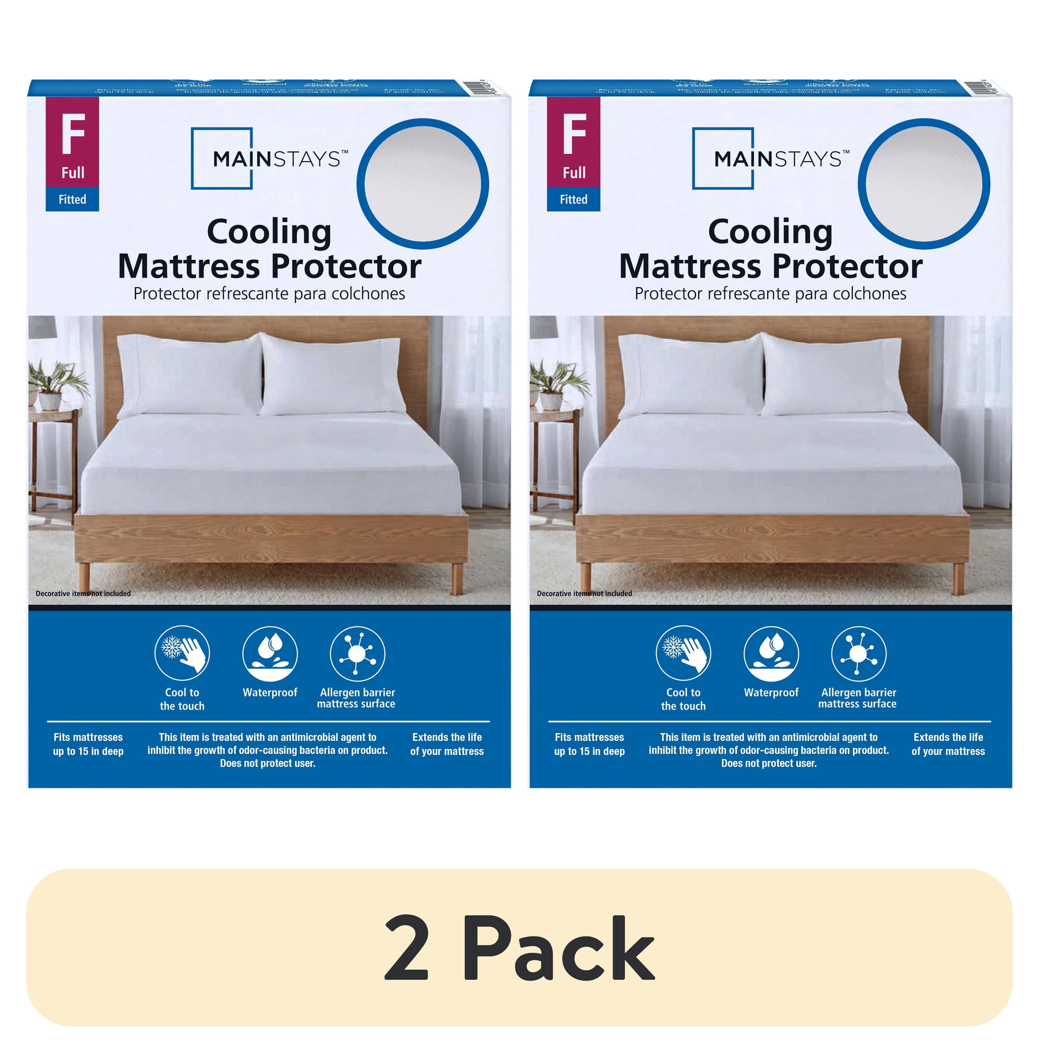 (2 pack) Mainstays Cooling Waterproof Fitted Mattress Protector, Full