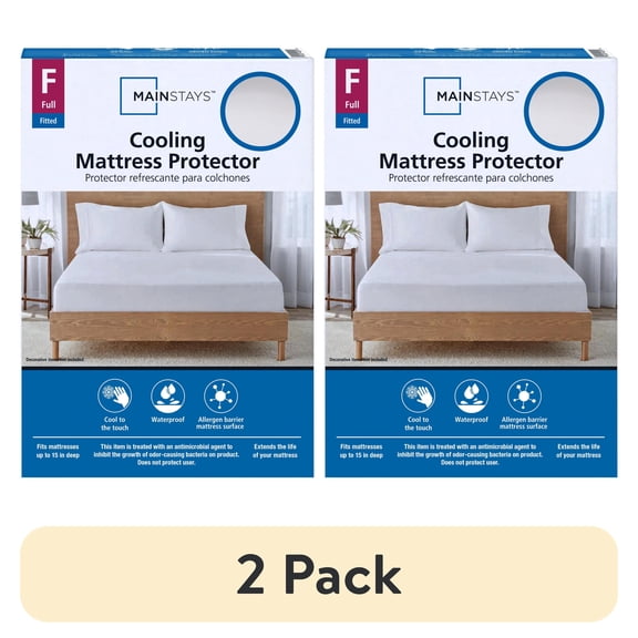 (2 pack) Mainstays Cooling Waterproof Fitted Mattress Protector, Full