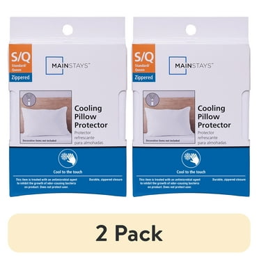 (2 pack) Mainstays Cooling Zippered Pillow Protector, Standard/Queen, White