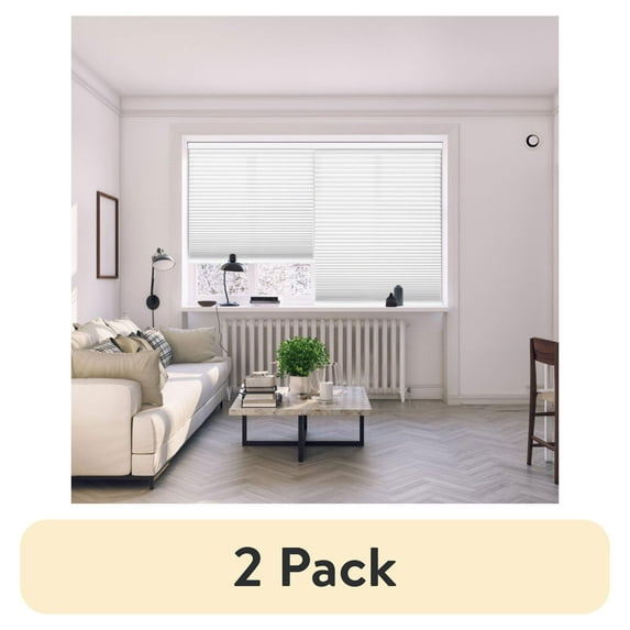 (2 pack) Mainstays Cordless Polyester Light Filtering Cellular Shade, 1-Piece, White, 30" W x 72" L