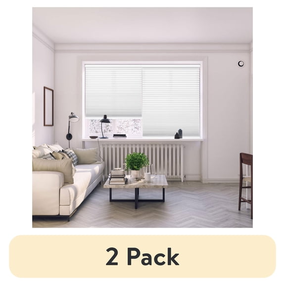 (2 pack) (2 pack) Mainstays Cordless Polyester Light Filtering Cellular Shade, 1-Piece, White, 34" W x 72" L