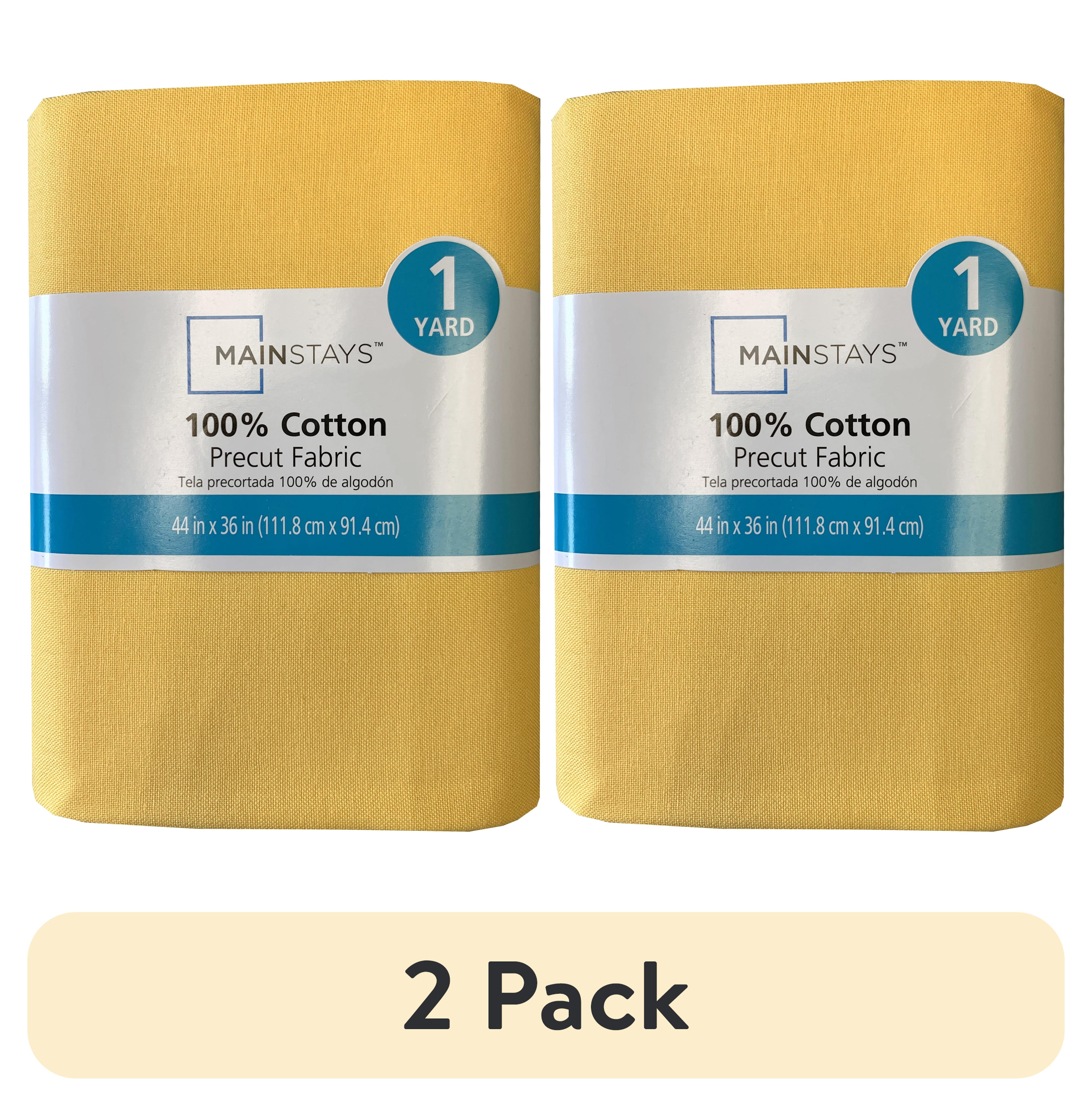 (2 pack) Mainstays Cotton 1 Yard Precut Fabric Solid Yellow Color