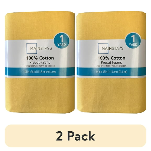(2 pack) Mainstays Cotton 1 Yard Precut Fabric Solid Yellow Color