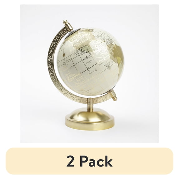 (2 pack) Mainstays Cream and Gold 5.75" x 8" x 5" Tabletop Decorative Globe