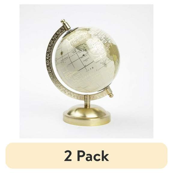 (2 pack) Mainstays Cream and Gold 5.75" x 8" x 5" Tabletop Decorative Globe