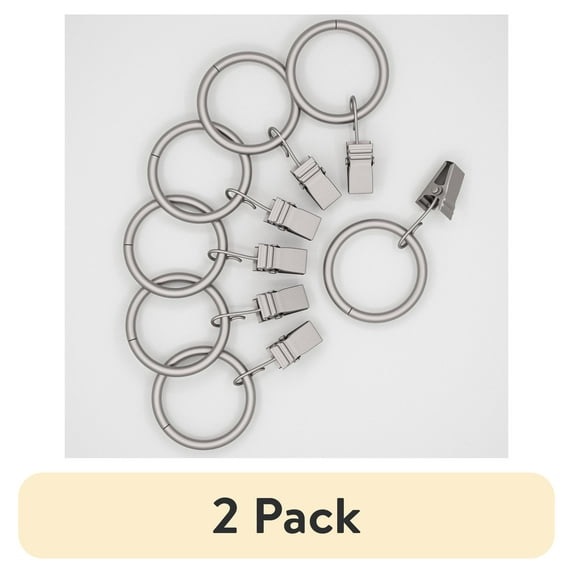 (2 pack) Mainstays 1" Nickel Curtain Clip Rings (7 pack)