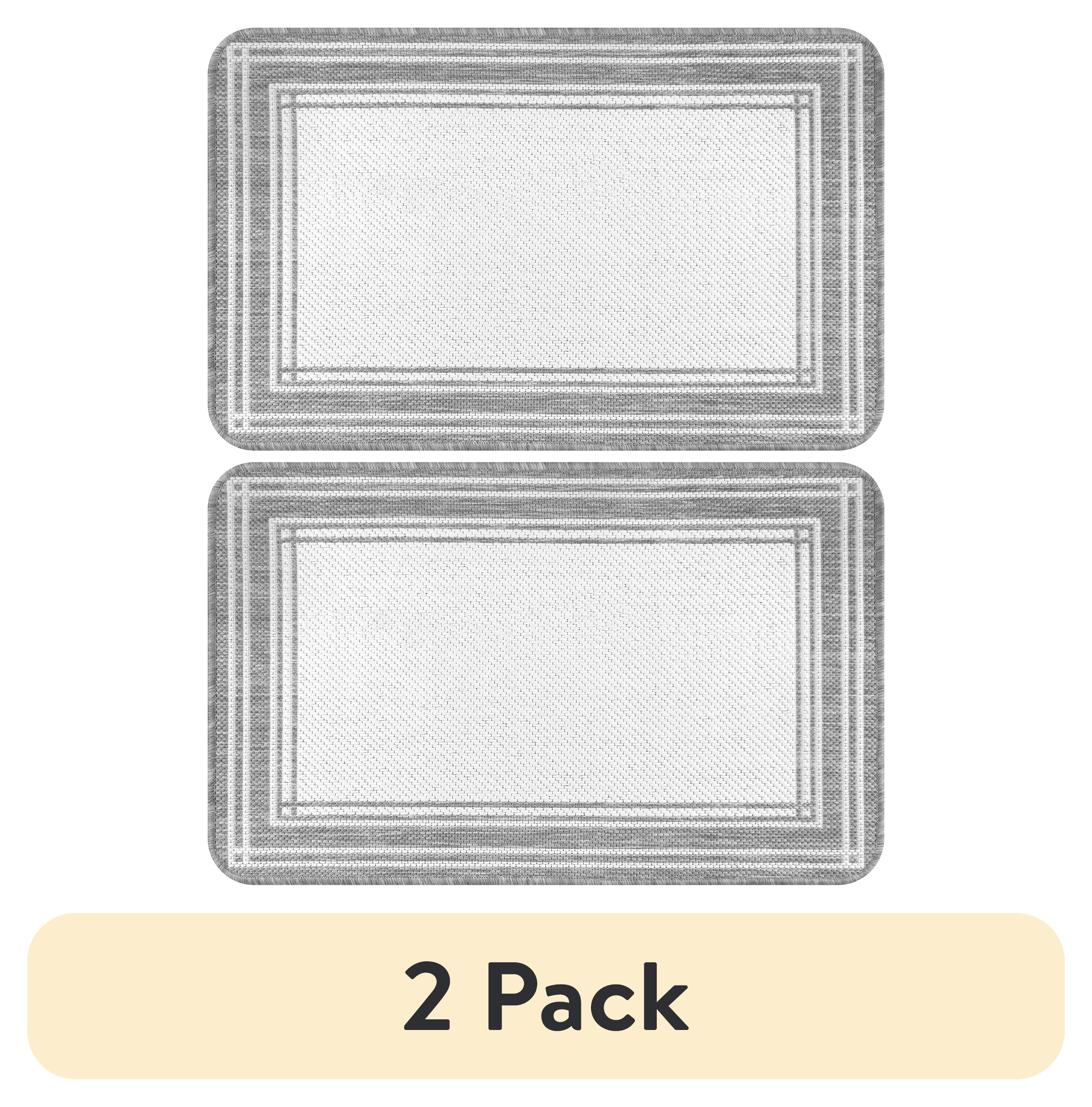 (2 pack) Mainstays Décor Frame Woven Kitchen Mat, Gray, 20 in x 32 in