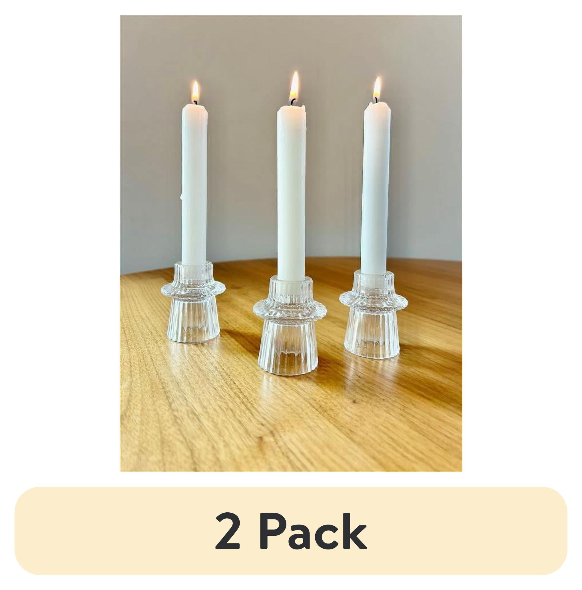 (2 pack) Mainstays Decorative Clear Glass Ribbed Taper Tealight Candleholder, Set of 3, 3"