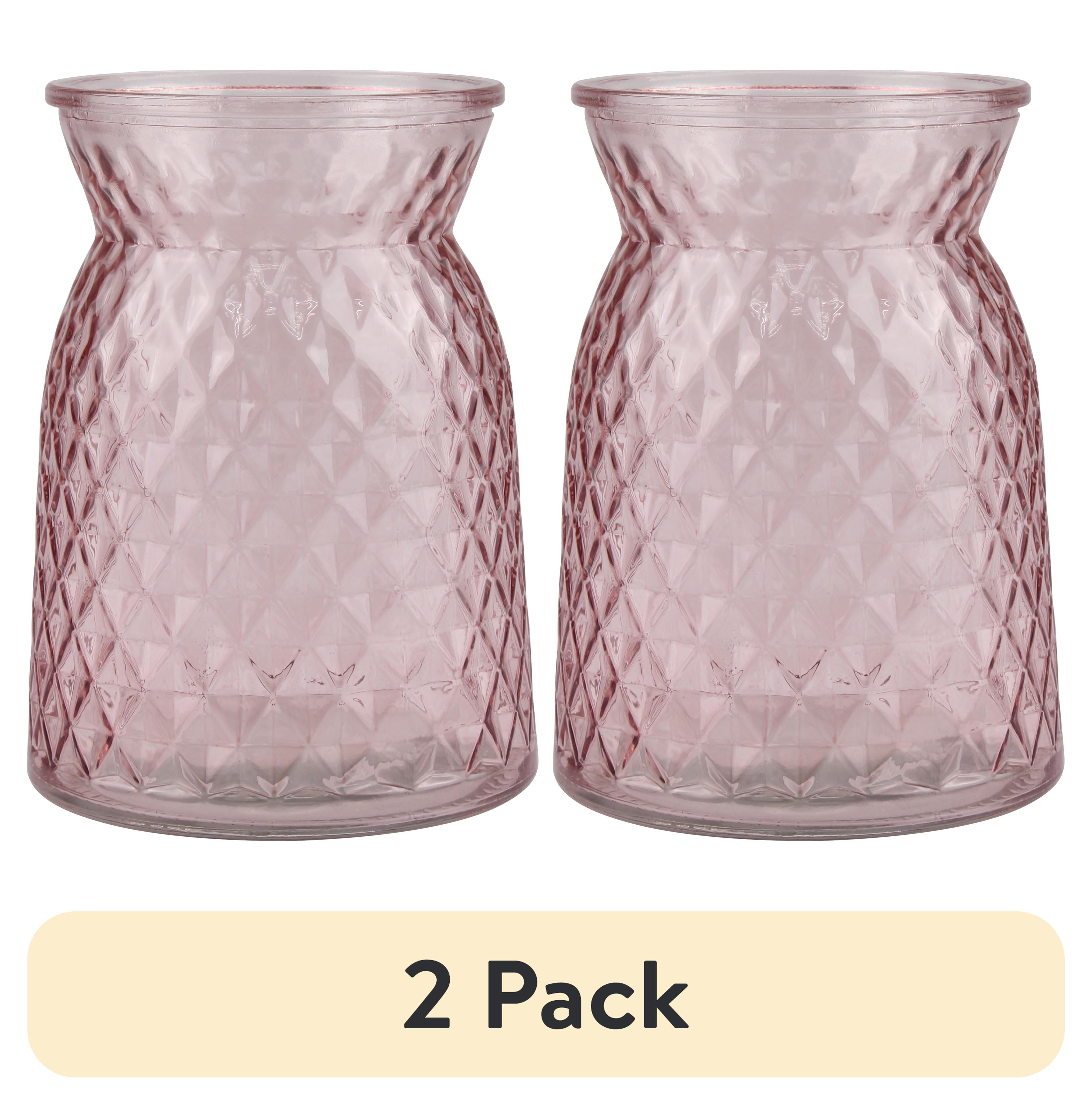(2 pack) Mainstays Decorative Tabletop Glass Vase, 6", Pink