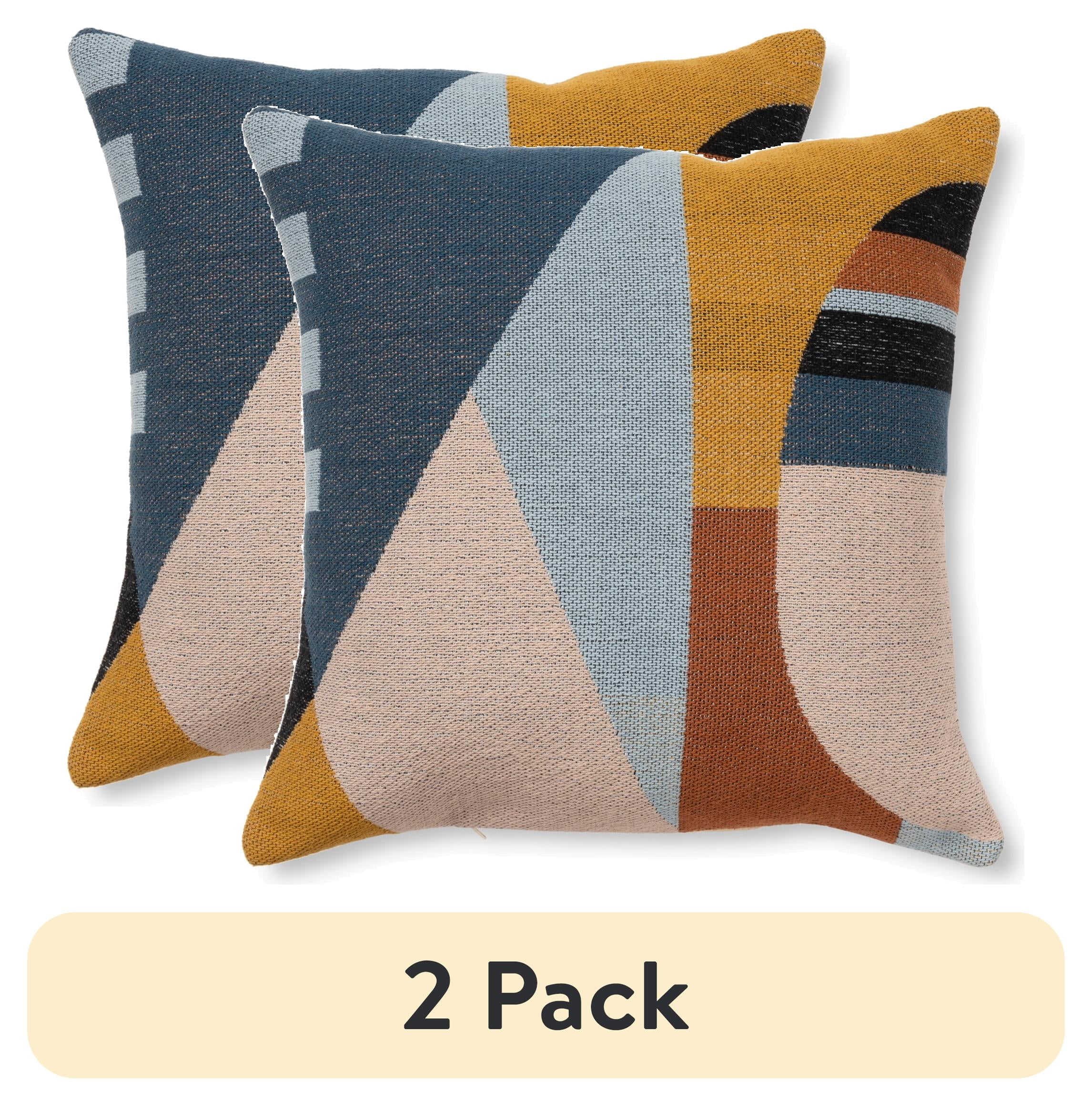 (2 pack) Mainstays Modern Throw Pillow, Geo Face, Multi, 18" Square, 1 per Pack