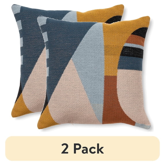 (2 pack) Mainstays Modern Throw Pillow, Geo Face, Multi, 18" Square, 1 per Pack