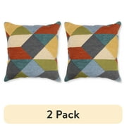 (2 pack) Mainstays Decorative Throw Pillow, Geo Pattern, Multicolor, 18 in x 18 in Square, 1 Pack