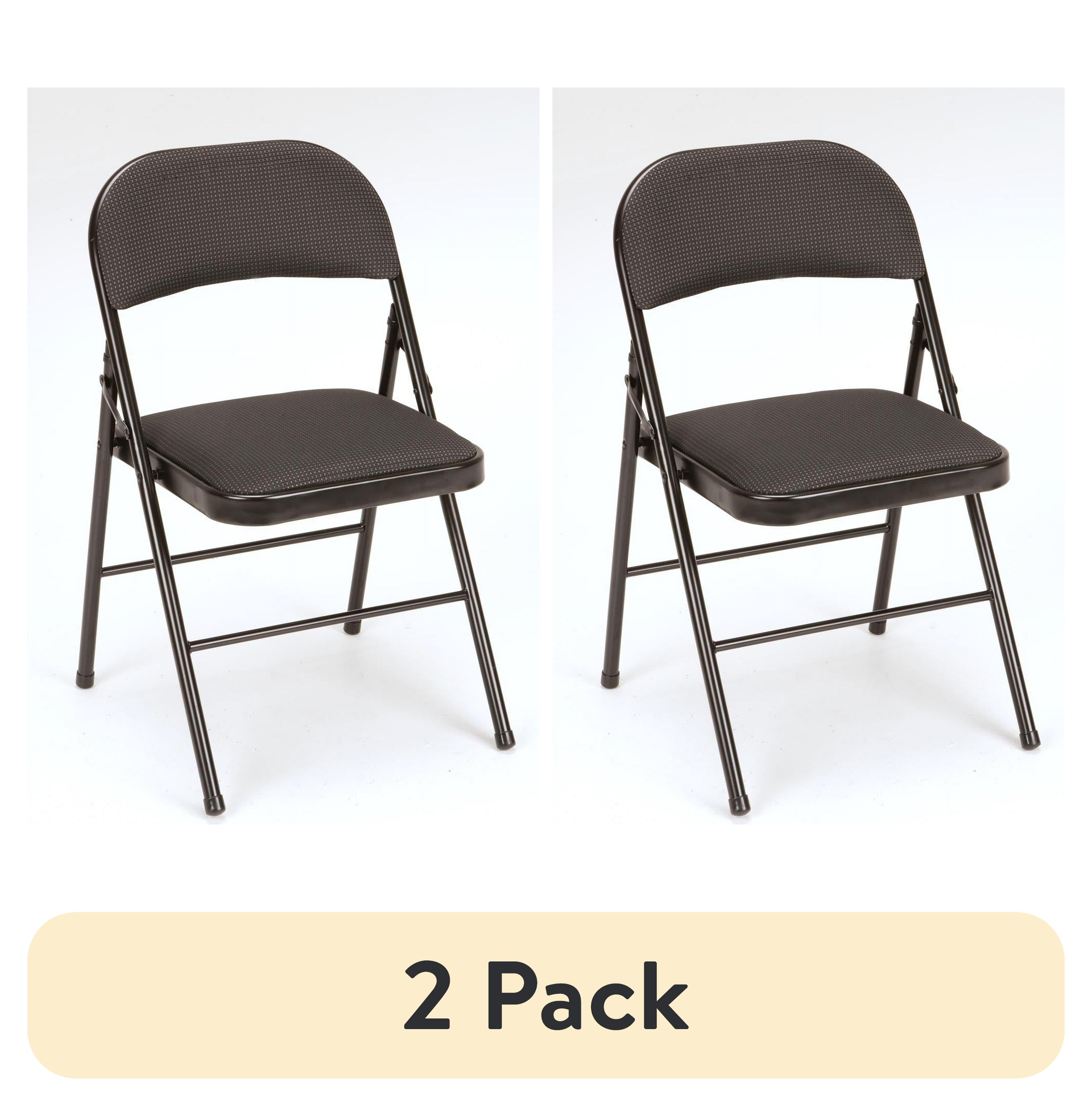 (2 pack) Mainstays Deluxe Fabric Padded Folding Chair, Black