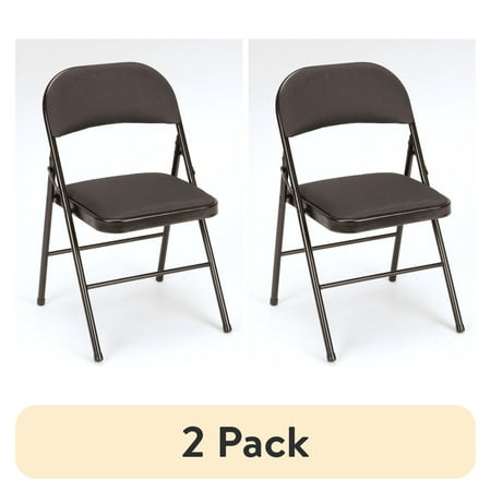 (2 pack) Mainstays Deluxe Fabric Padded Metal Folding Chair, Black