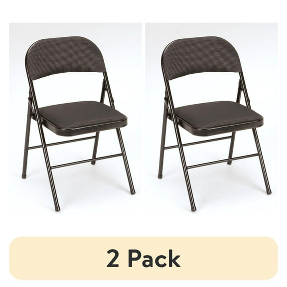 (2 pack) Mainstays Deluxe Fabric Padded Folding Chair, Black, 1 Count
