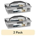 thumbnail interactive-video image 1 of (2 pack) Mainstays Dessert Carrier, Rectangular Design, Clear Plastic with Dark Gray Handle and Clasps, Includes Slice-and-Serve Utensil (1 Each) 18" x 12" x 4.3", 1 of 10