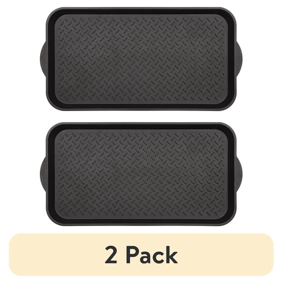 (2 pack) Mainstays Diamond Boot Tray, 15" x 29", Black