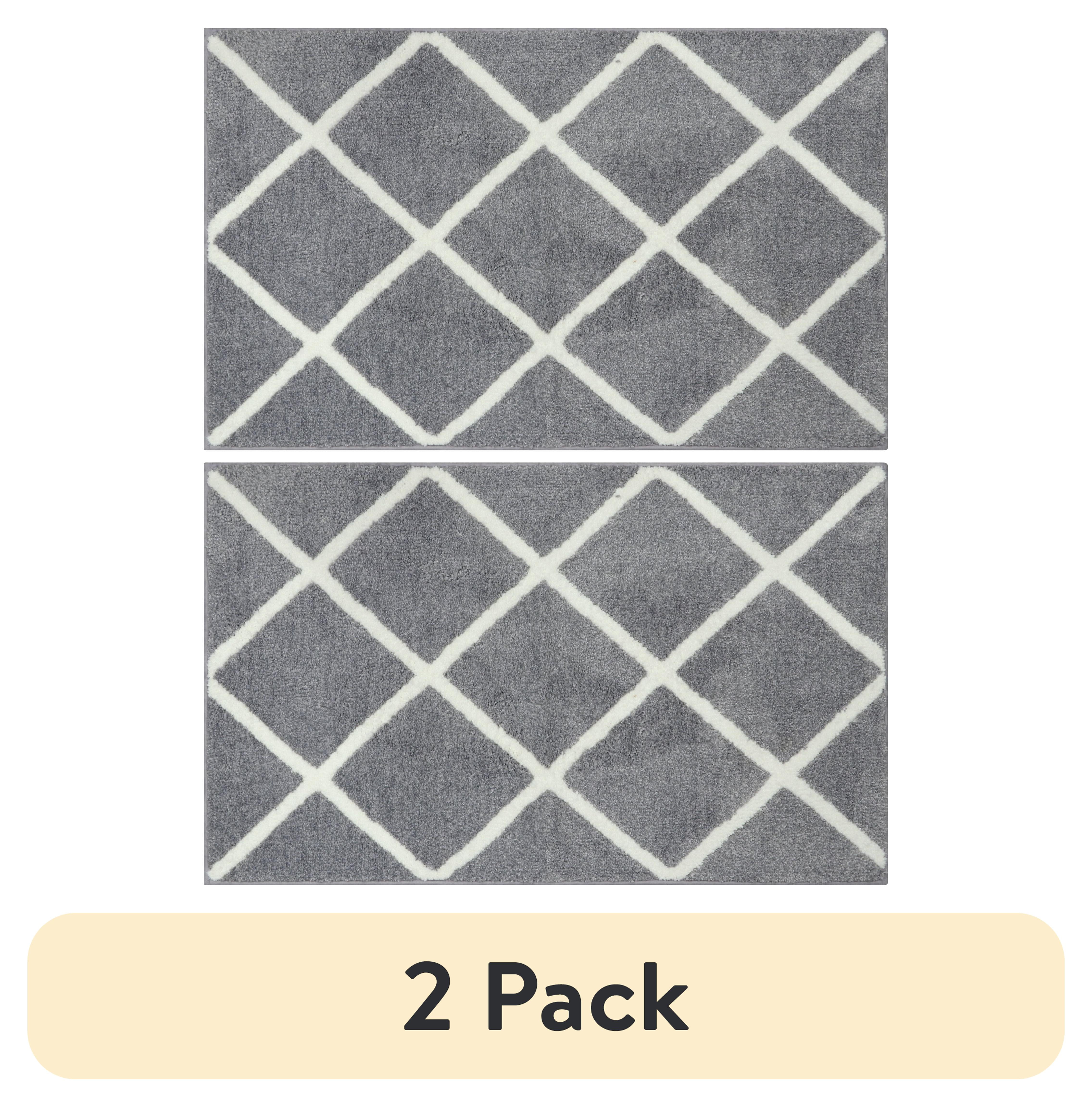 (2 pack) Mainstays Diamond Plush Grey Indoor 20" x 34" Accent Rug