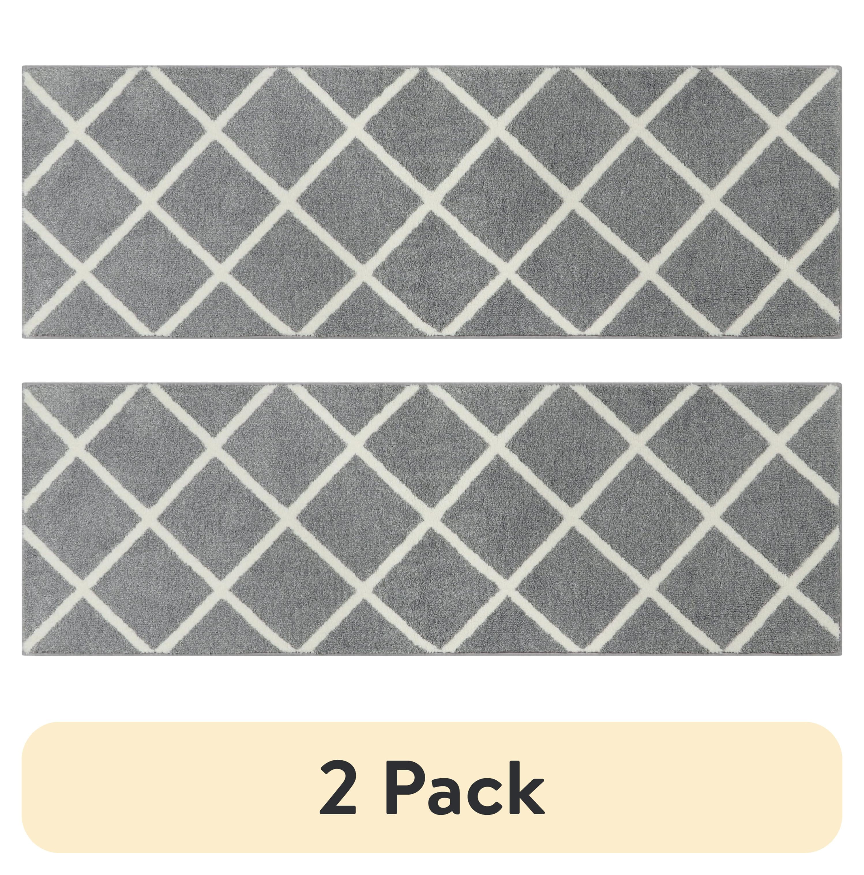 (2 pack) Mainstays Diamond Plush Grey Indoor 20" x 60" Runner Rug