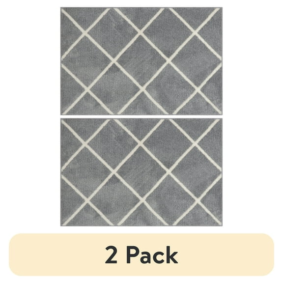 (2 pack) Mainstays Diamond Plush Grey Indoor 30" x 45" Accent Rug