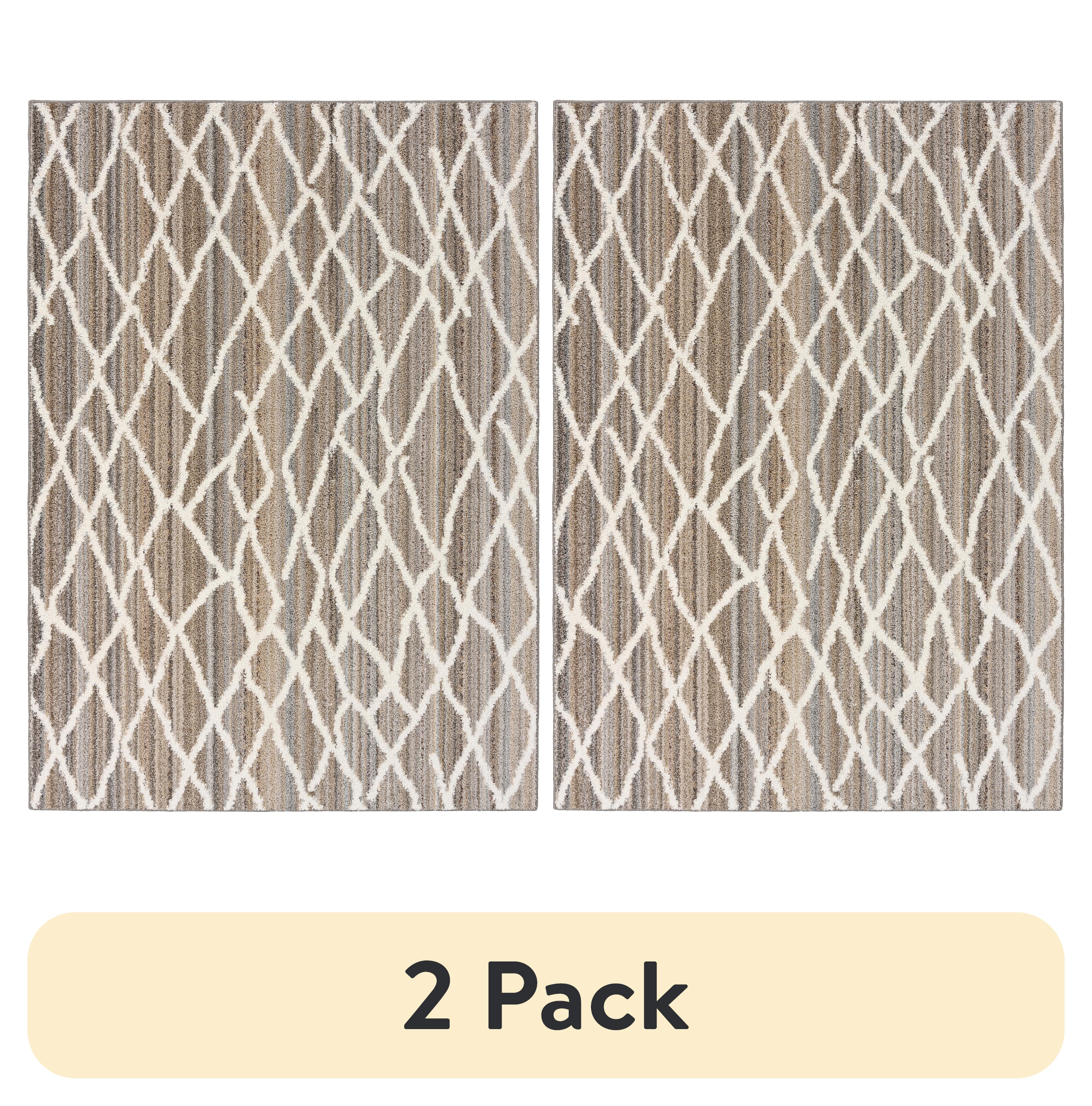 (2 pack) Mainstays Diamond Stripe Earth Tone/White Indoor Area Rug, 5' x 7'