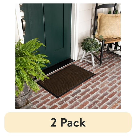(2 pack) Mainstays Dura Vinyl Outdoor Doormat, Mocha, 18" x 30"