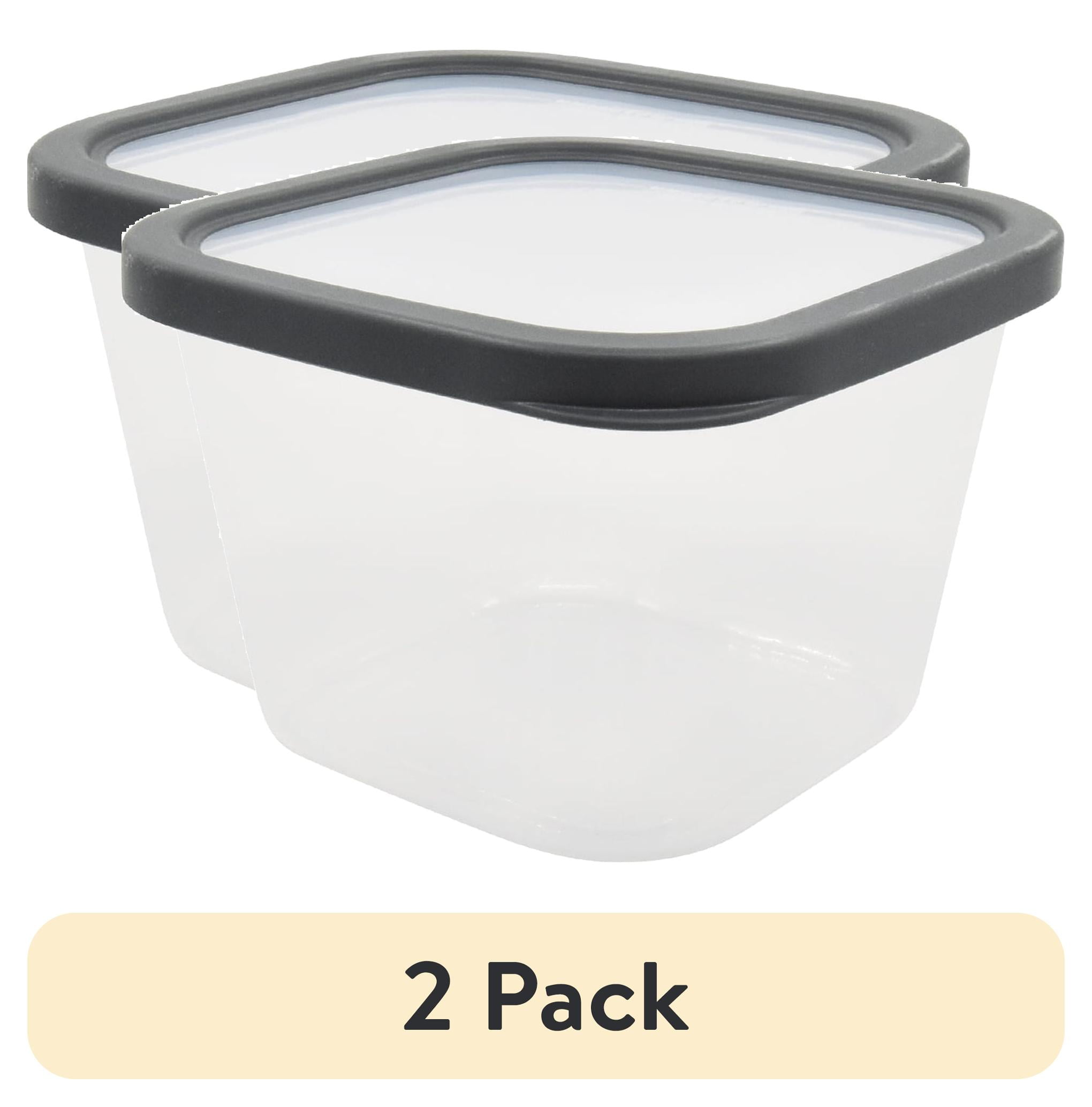 (1 pack) Mainstays Durable Food Storage Container Gray Plastic Durable Food Storage Container (2 Count)