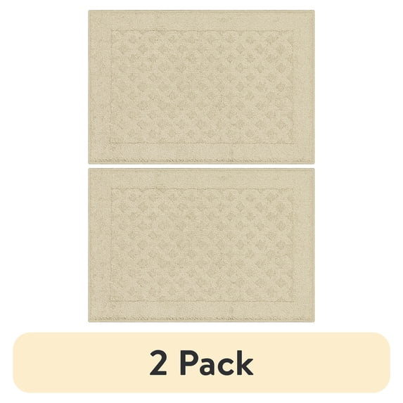 (2 pack) Mainstays Dylan Solid Diamond Olefin Beige Indoor Accent Rug, 1'8"x2'6"