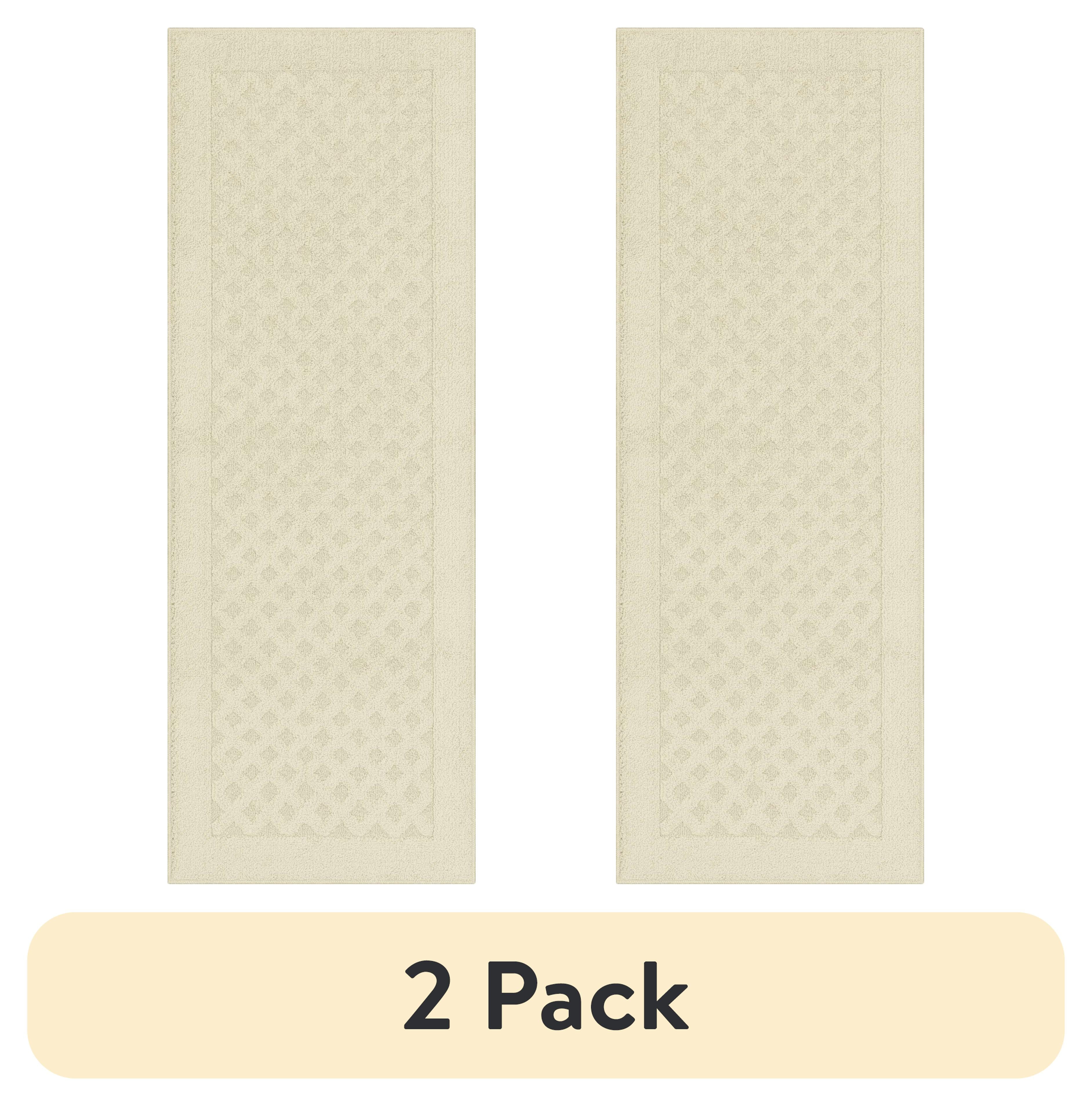 (2 pack) Mainstays Dylan Solid Diamond Olefin Beige Indoor Runner Rug, 1 ft 9 in x 5 ft