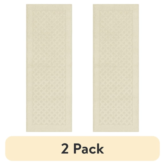 (2 pack) Mainstays Dylan Solid Diamond Olefin Beige Indoor Runner Rug, 1'9"x5'