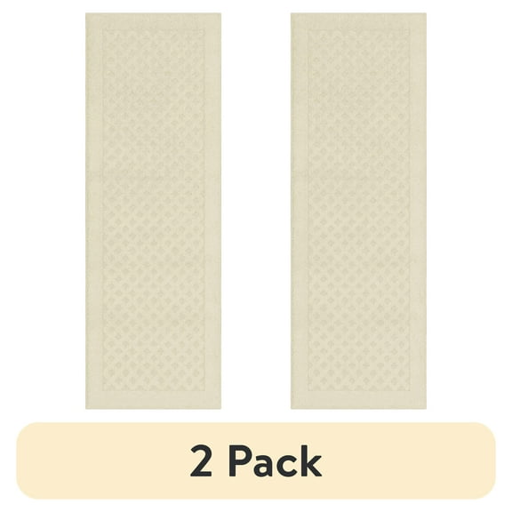 (2 pack) Mainstays Dylan Solid Diamond Olefin Beige Indoor Runner Rug, 2'x6'