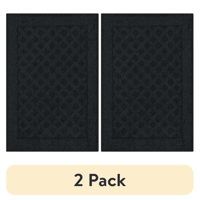 (2 pack) Mainstays Dylan Solid Diamond Olefin Black Indoor Accent Rug ...