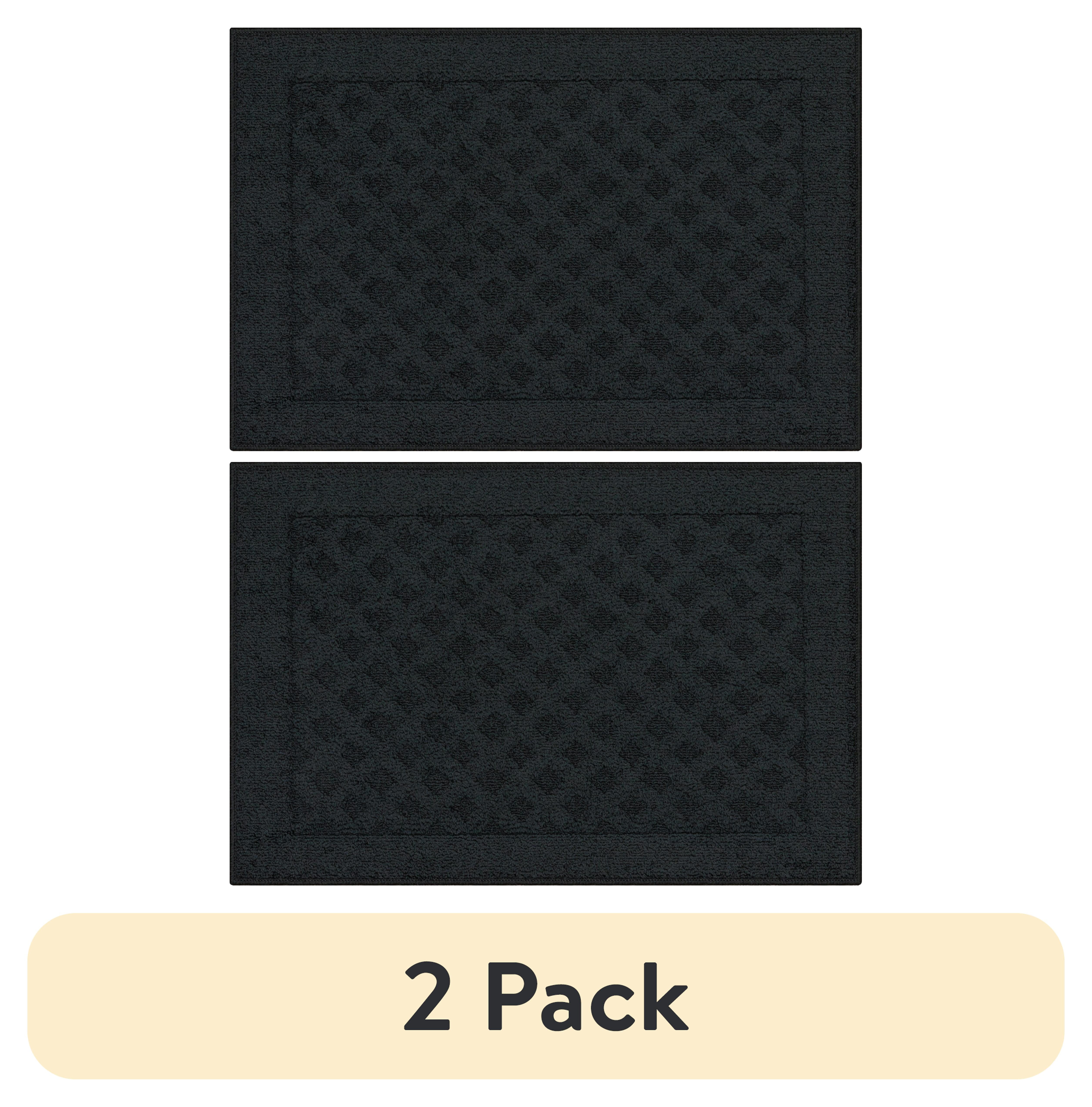 (2 pack) Mainstays Dylan Solid Diamond Olefin Black Indoor Accent Rug, 1'8"x2'6"