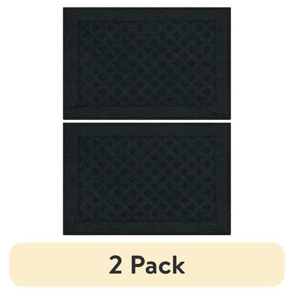 (2 pack) Mainstays Dylan Solid Diamond Olefin Black Indoor Accent Rug, 1'8"x2'6"