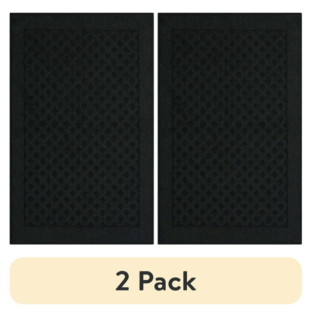 (2 pack) Mainstays Dylan Solid Diamond Olefin Black Indoor Accent Rug, 2'6"x3'10"