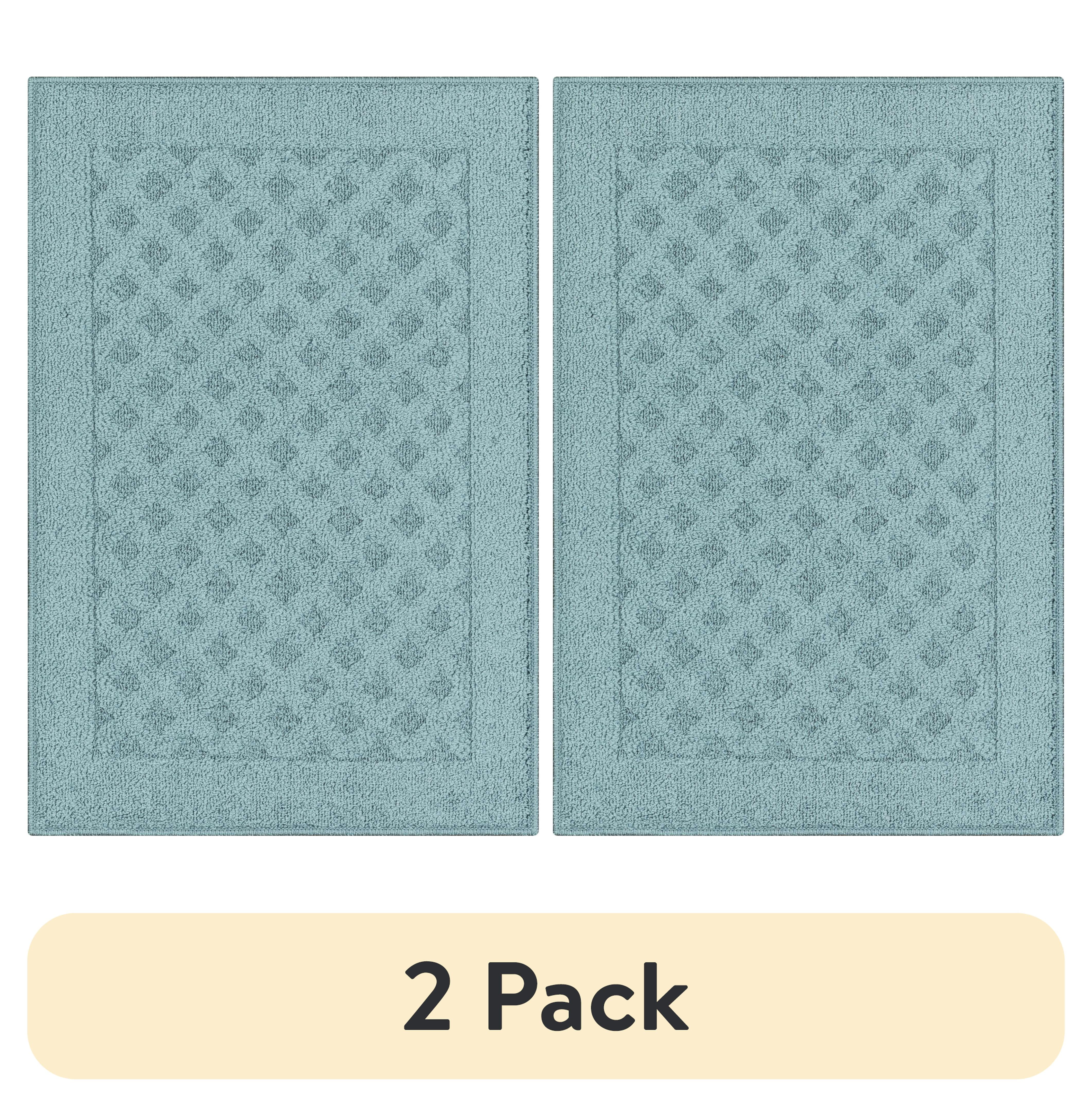 Blue Tufted Synthetic Rectangular Non-slip Accent Rug
