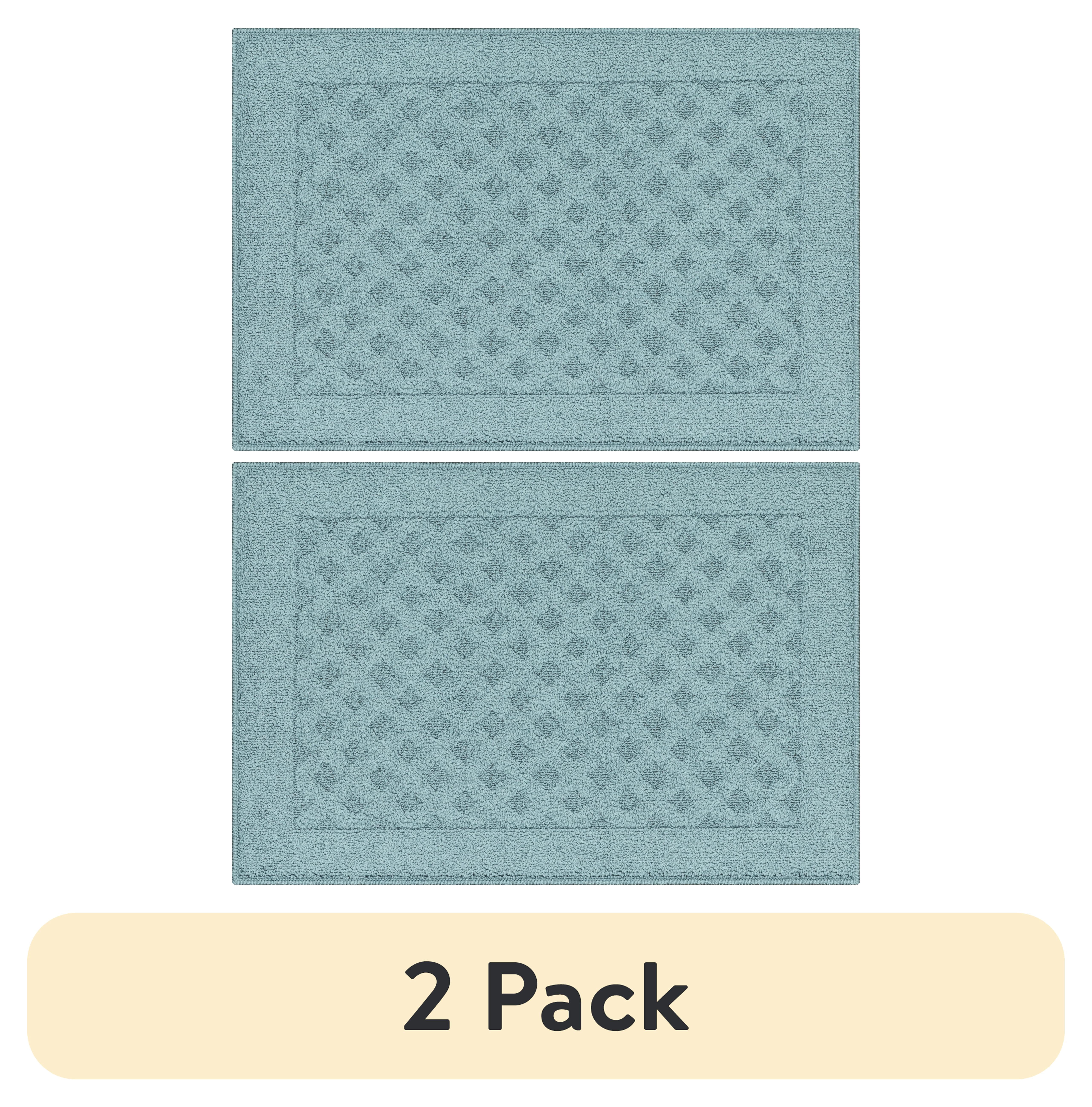 (2 pack) Mainstays Dylan Solid Diamond Olefin Blue Indoor Accent Rug, 1'8"x2'6"