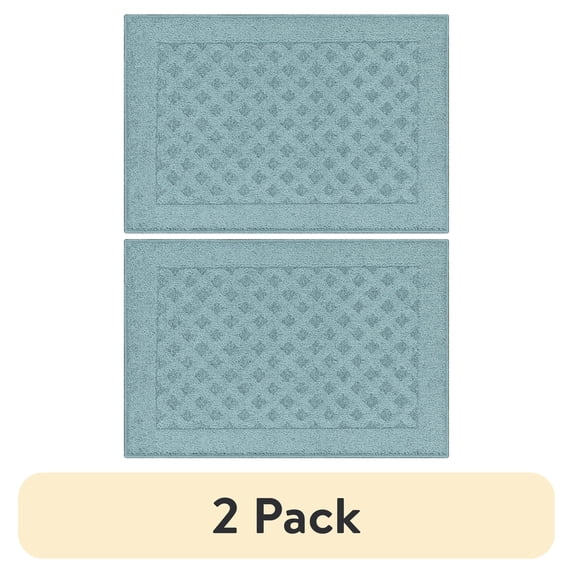 (2 pack) Mainstays Dylan Solid Diamond Olefin Blue Indoor Accent Rug, 1'8"x2'6"