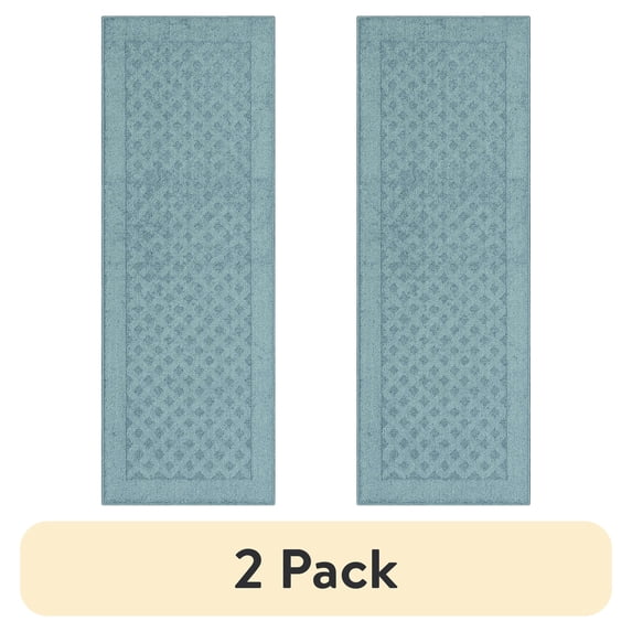 (2 pack) Mainstays Dylan Solid Diamond Olefin Blue Indoor Runner Rug, 1'9"x5'