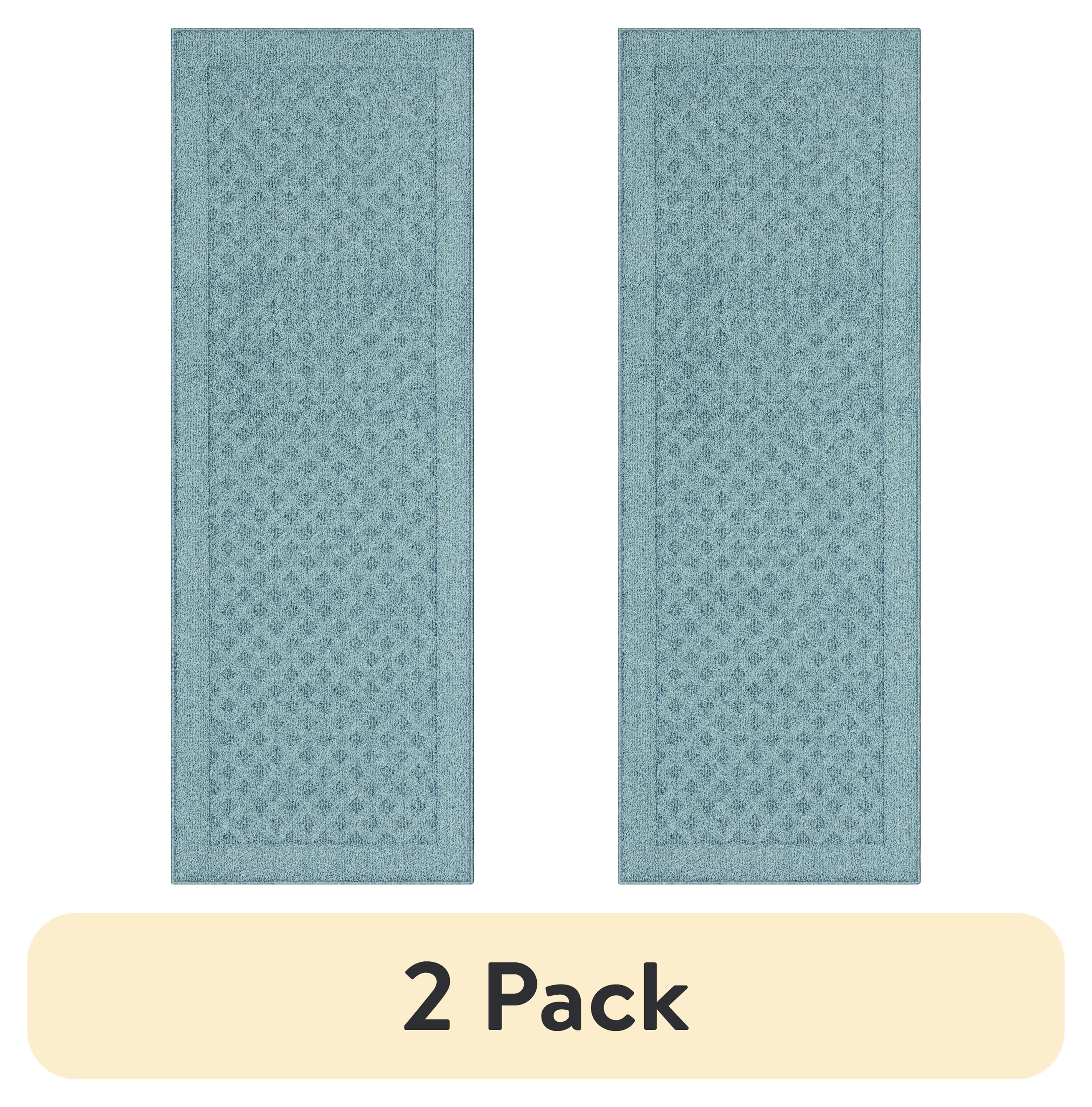 (2 pack) Mainstays Dylan Solid Diamond Blue Indoor Runner Rug, 2' x 6', Skid-Resistant