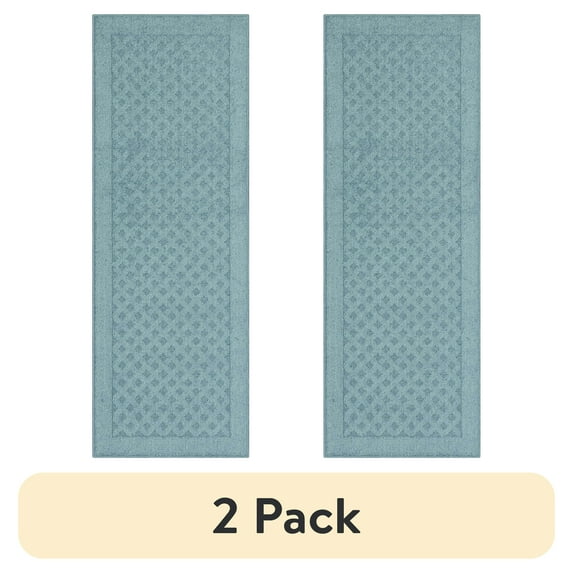 (2 pack) Mainstays Dylan Solid Diamond Blue Indoor Runner Rug, 2' x 6', Skid-Resistant