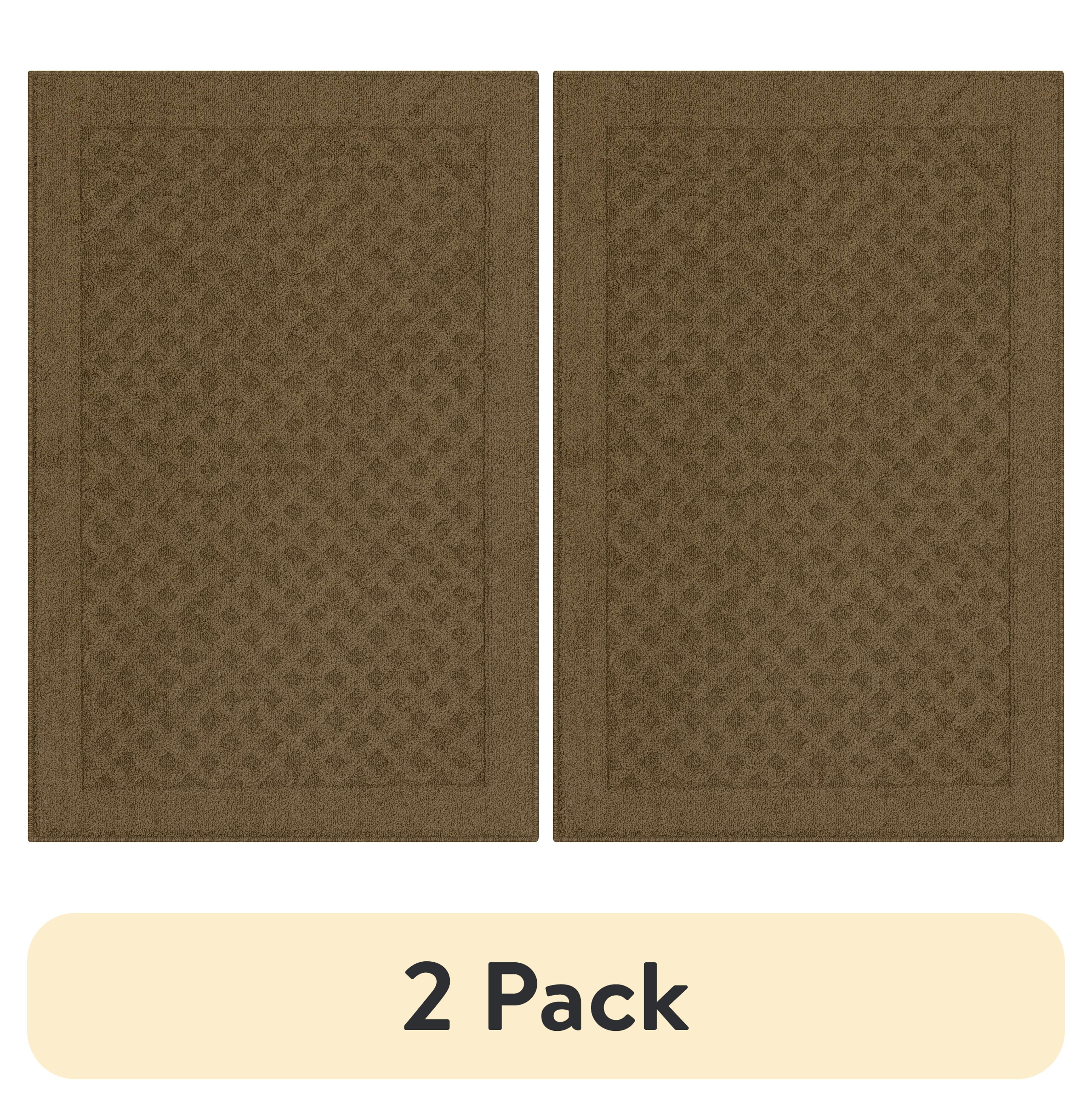 (2 pack) Mainstays Dylan Solid Diamond Olefin Brown Indoor Accent Rug, 2'6"x3'10"