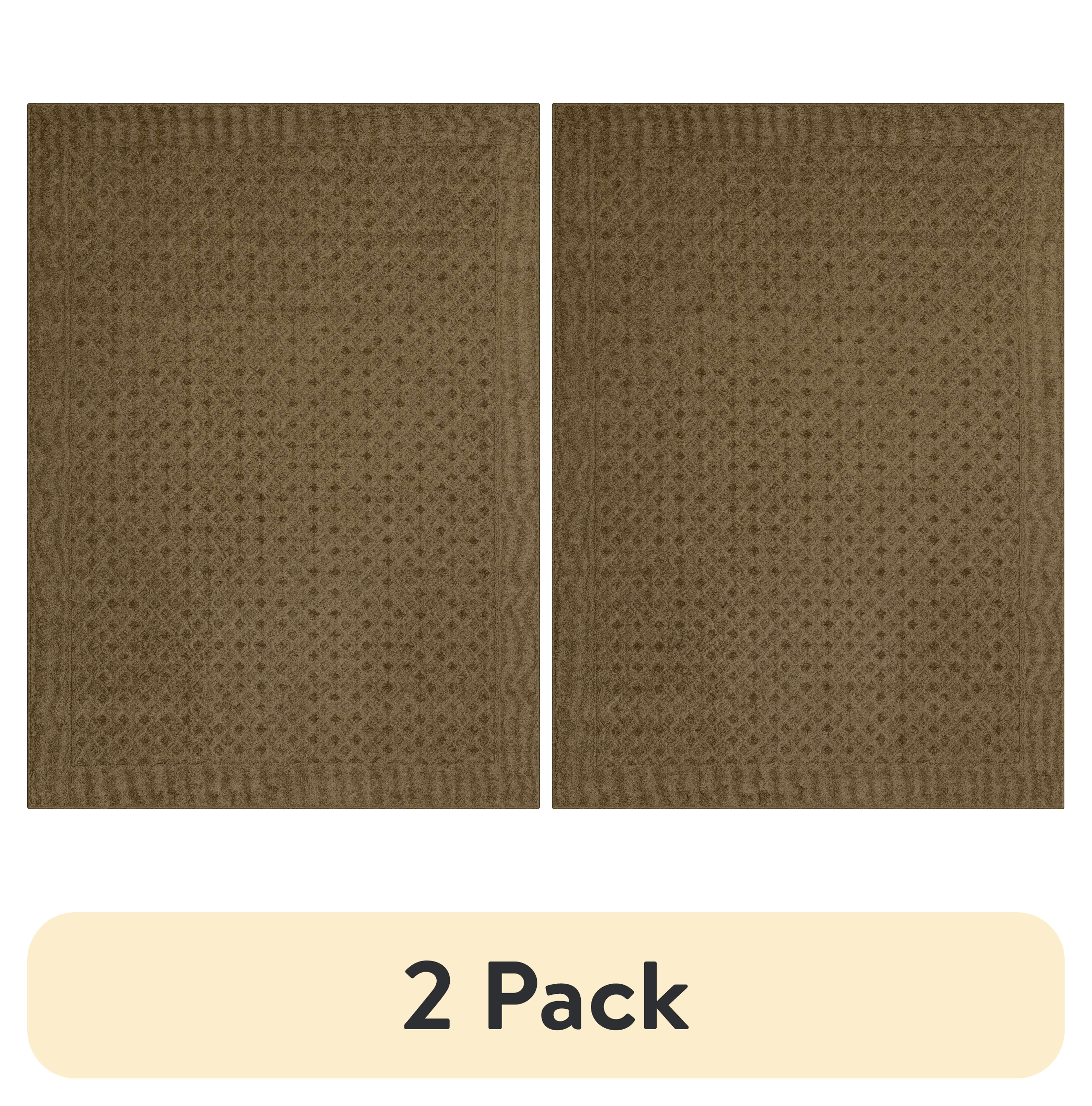 (2 pack) Mainstays Dylan Solid Diamond Olefin Brown Indoor Area Rug, 5 ft x 7 ft