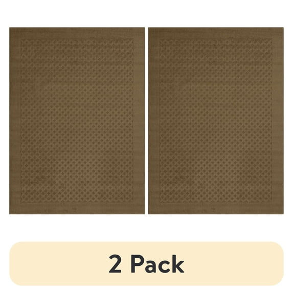 (2 pack) Mainstays Dylan Solid Diamond Olefin Brown Indoor Area Rug, 5' x 7'