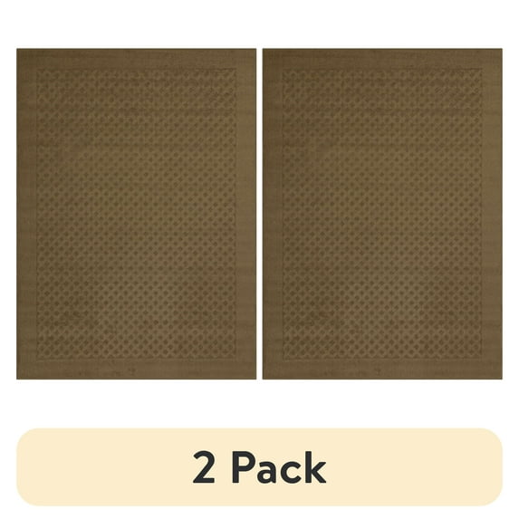(2 pack) Mainstays Dylan Solid Diamond Olefin Brown Indoor Area Rug, 7' x 10'