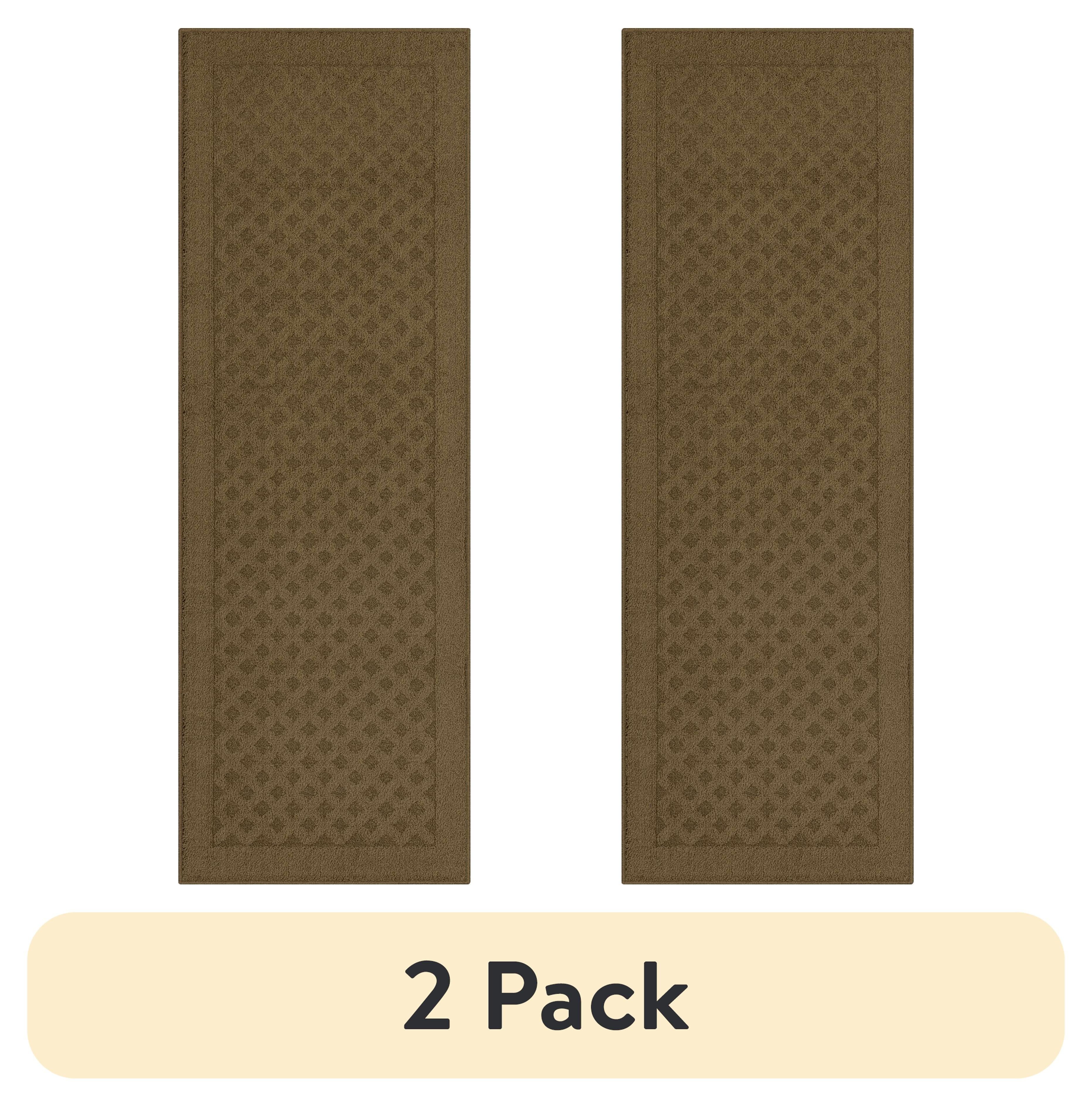 (2 pack) Mainstays Dylan Solid Diamond Olefin Brown Indoor Runner Rug ...