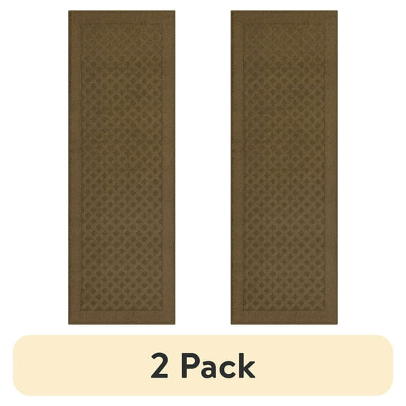 (2 pack) Mainstays Dylan Solid Diamond Olefin Brown Indoor Runner Rug, 2'x6'