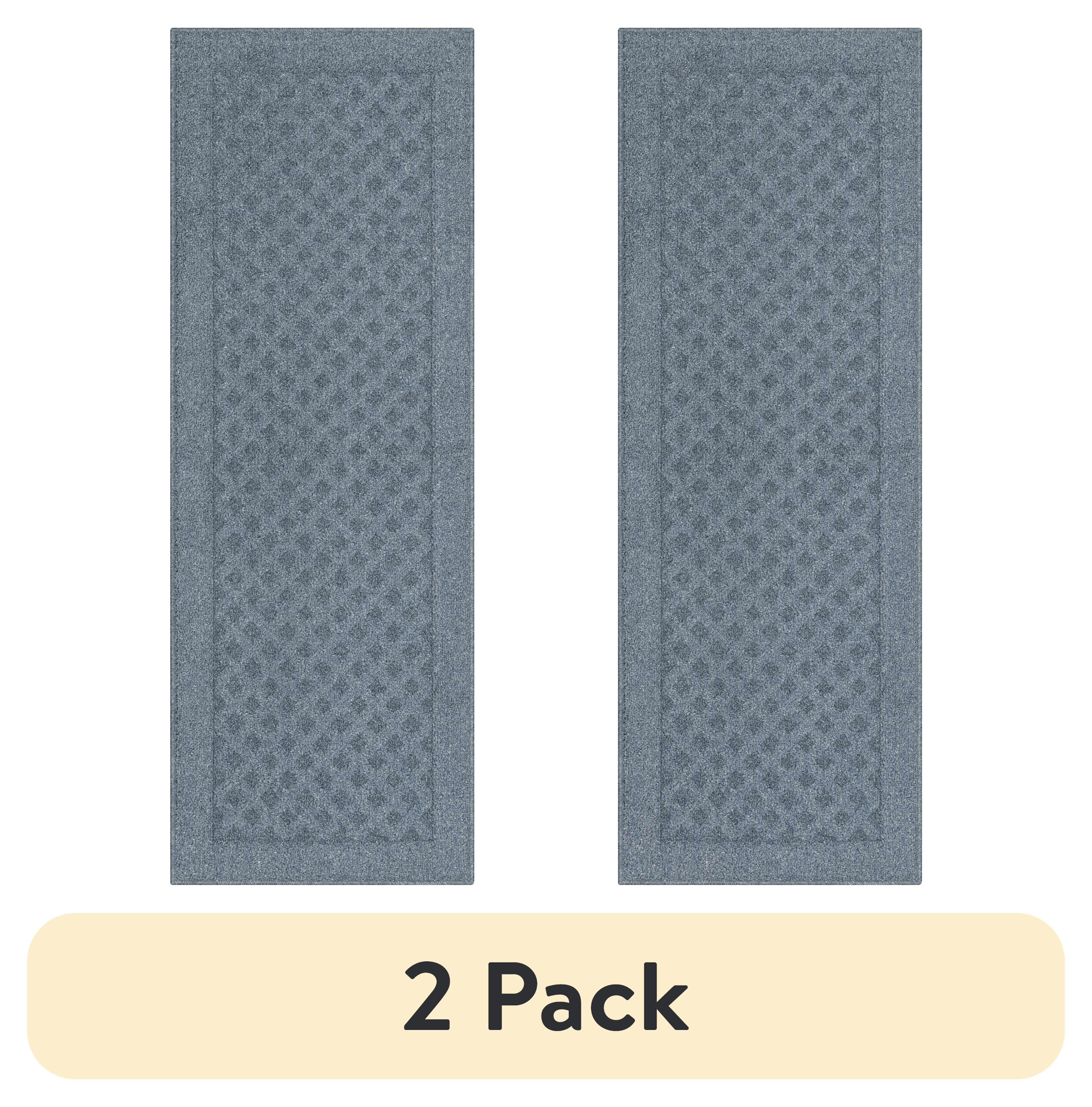 (2 pack) Mainstays Dylan Solid Diamond Olefin Navy Indoor Runner Rug, 1 ft 9 in x 5 ft