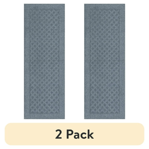 (2 pack) Mainstays Dylan Solid Diamond Olefin Navy Blue Indoor Runner Rug, 1'9"x5'
