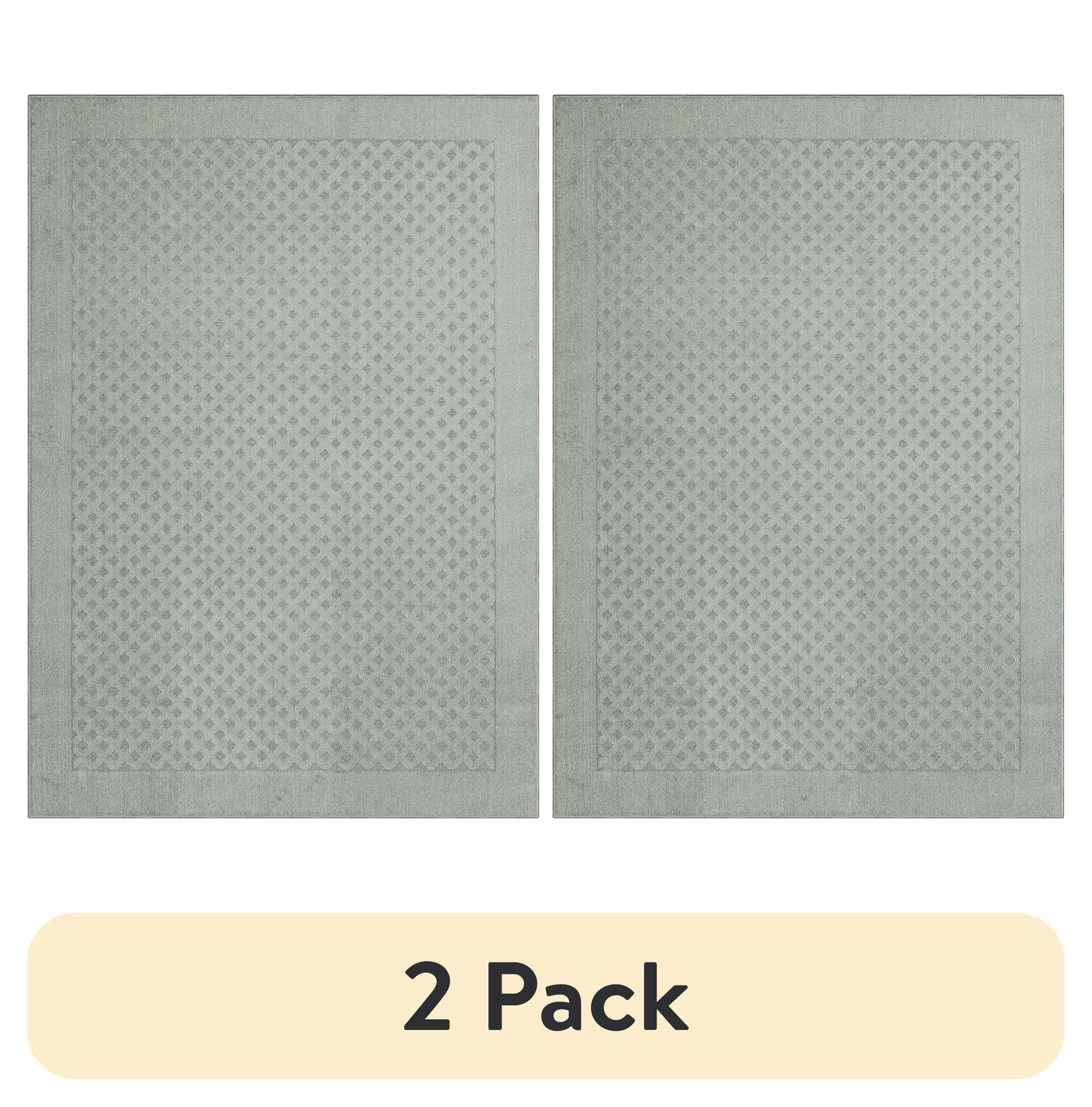 (2 pack) Mainstays Dylan Solid Diamond Olefin Pewter Gray Indoor Area Rug, 7' x 10'